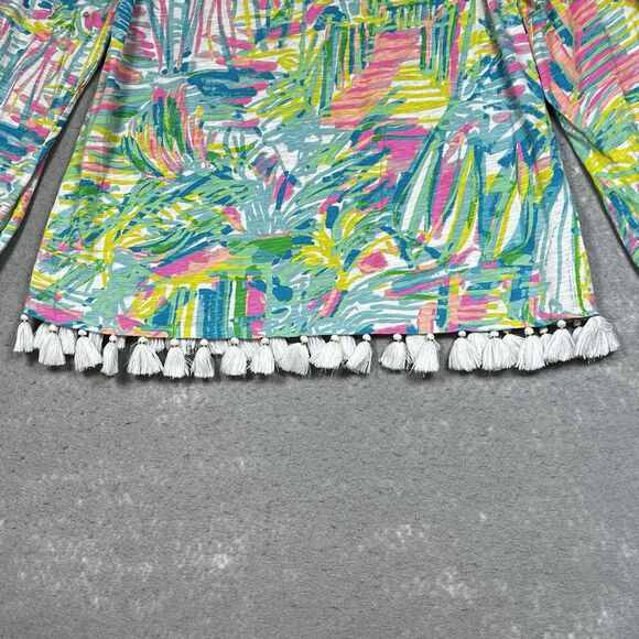 Lilly Pulitzer Top Womens Size M Linzy Tassel Sea Salt And Sun Colorful Knit - Picture 3 of 12